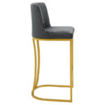 Bar Stool Impartial metal golden legs-velvet dark grey - Image 3