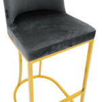 Bar Stool Impartial metal golden legs-velvet dark grey - Image 6