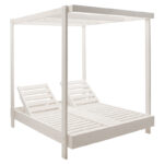 Pakoworld Dual 2-seater deckchair with whitel solid wood canopy