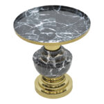 Side table Cogent Inart black-gold metal D46x50cm - Image 2