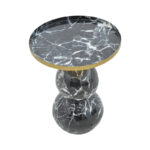 Side table Dearest Inart marble black-gold metal D41x57cm - Слика 2