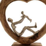 Table decoration heart Loisir Inart natural mango wood-aluminum 28.5x9x30cm - Image 2
