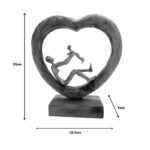 Table decoration heart Loisir Inart natural mango wood-aluminum 28.5x9x30cm - Image 5