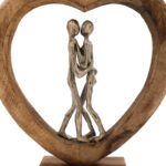 Table decoration heart Vrame Inart natural mango wood-aluminum 32x9x35cm - Image 2