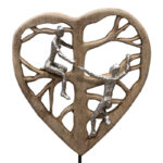 Table decoration heart Smarle Inart natural mango wood-aluminum 32x10x47.5cm - Image 2