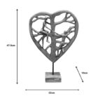 Table decoration heart Smarle Inart natural mango wood-aluminum 32x10x47.5cm - Image 3