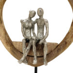 Table decoration heart Edora Inart natural mango wood-aluminum 27x10x36cm - Слика 2