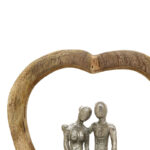 Table decoration heart Edora Inart natural mango wood-aluminum 27x10x36cm - Слика 3