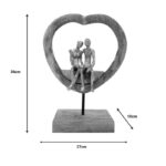 Table decoration heart Edora Inart natural mango wood-aluminum 27x10x36cm - Слика 5