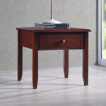 Juliene nightstand with drawer walnut wood color 50x44x46cm