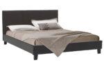 Double bed Nevil PU dark brown matte 150x200