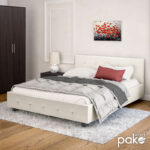 Double bed Roi PU with storage space in white matte 160x200 - Image 2