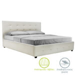 Double bed Roi PU with storage space in white matte 160x200