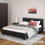Double bed Roi PU with storage space in black matte 160x200 - Слика 2