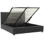 Double bed Roi PU with storage space in black matte 160x200 - Слика 3