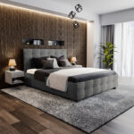 Double bed Roi with storage space dark in grey fabric 160x200cm - Слика 2