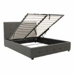 Double bed Roi with storage space dark in grey fabric 160x200cm - Слика 3
