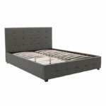Double bed Roi with storage space dark in grey fabric 160x200cm - Слика 5
