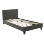 Bed Nevil in dark grey fabric 100x200cm - Слика 2