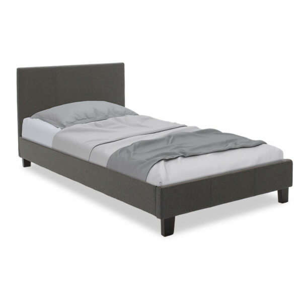 Bed Nevil in dark grey fabric 100x200cm
