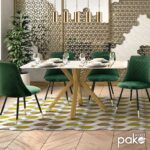Dinner table Paris glass 8mm marble pattern-golden 160x80x75cm - Слика 2