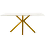 Dinner table Paris glass 8mm marble pattern-golden 160x80x75cm - Слика 3