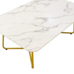 Coffee table Paris glass 8mm marble pattern-golden 120x80x45cm - Image 4
