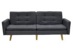 3 seater sofa-bed Flexible fabric dark grey 198x87x76 - Image 3