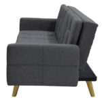 3 seater sofa-bed Flexible fabric dark grey 198x87x76 - Image 4