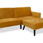 Sofa - bed Dream with footstool velvet in yellow 209x157x80cm