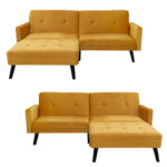 Sofa - bed Dream with footstool velvet in yellow 209x157x80cm - Слика 3