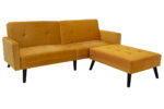 Sofa - bed Dream with footstool velvet in yellow 209x157x80cm - Слика 5
