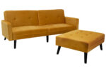 Sofa - bed Dream with footstool velvet in yellow 209x157x80cm - Слика 6