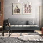 3 seater Sofa-bed Travis with fabric in grey color 175x83x74cm - Слика 2