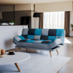 3 seater sofa-bed Andy fabric multicolored 177x91x86cm - Слика 2