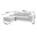 Corner sofa Cohen with right corner fabric beige 240x159x83cm - Слика 6