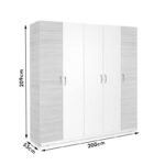 Wardrobe Drum with 5 doors in oak-white colour 200x53x209cm - Слика 5