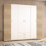 Wardrobe Drum with 6 doors in oak-white colour 240x53x209cm - Слика 4