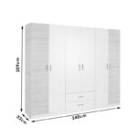 Wardrobe Drum with 6 doors in oak-white colour 240x53x209cm - Слика 5