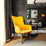 Armchair Kido velvet yellow color - Слика 2