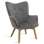 Armchair Kido velvet silver-grey color