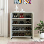 Shoe cabinet MANTAM 12 pairs white-grey 78x40x92 cm - Слика 4