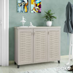 Shoe cabinet MANTAM 16 pairs white-grey 115.5x40x92cm - Слика 2