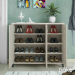 Shoe cabinet MANTAM 16 pairs white-grey 115.5x40x92cm - Слика 3