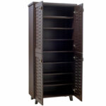 Shoe storage cabinet MANTAM with 4 doors for 24 pairs of shoes in walnut color 78x40x170,5cm - Слика 4