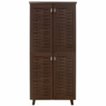 Shoe storage cabinet MANTAM with 4 doors for 24 pairs of shoes in walnut color 78x40x170,5cm - Слика 5