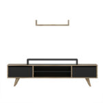 Tv Unit Melis in walnut- black color 160x30x48cm - Слика 3