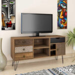 Tv unit Boho in walnut color 120x39x64cm - Image 2