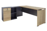 Commercial desk reversible Lotus  oak-dark grey color 180x160x75cm