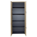Bookcase with four wooden doors Lotus in oak - dark grey color 80x40,5x200cm - Image 2